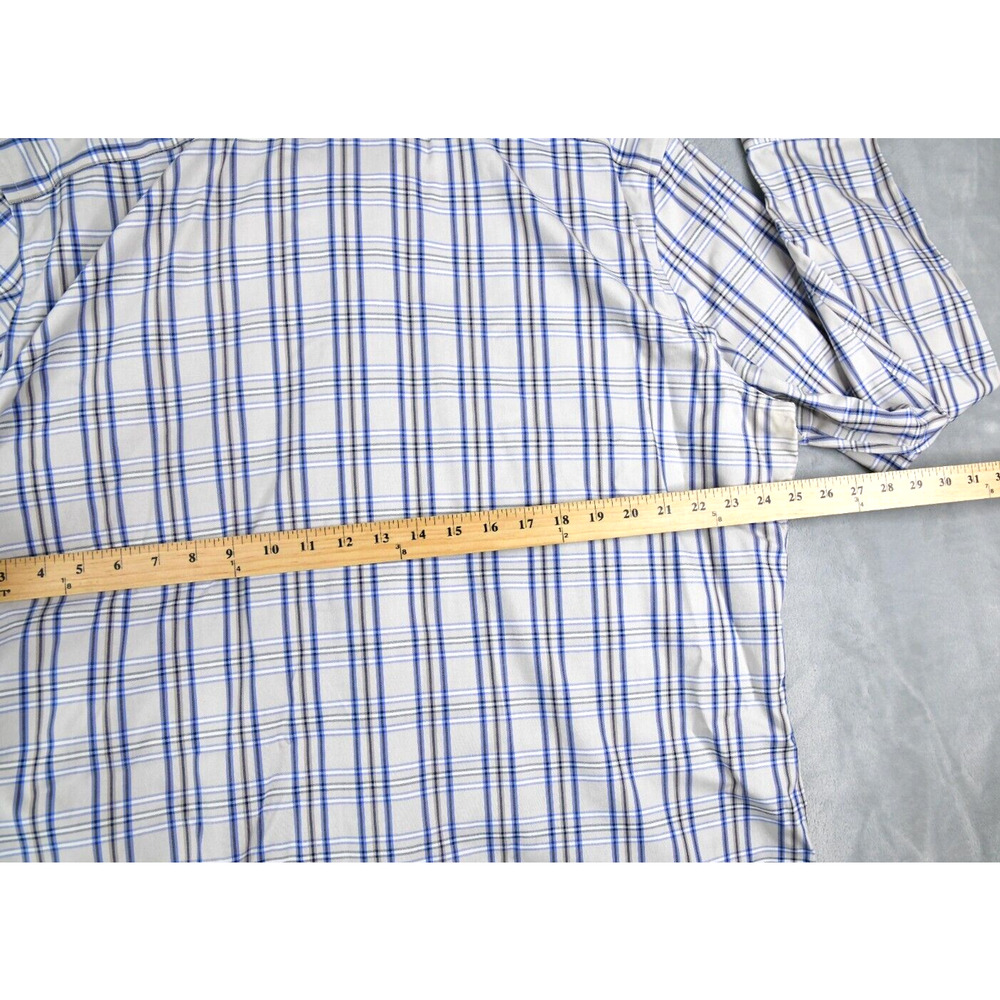 Banana Republic Shirt Men 2XL Slim Beige Blue Non-Iron Plaid Button Up - Picture 8 of 8